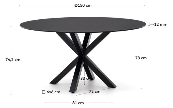 Černý skleněný jídelní stůl Kave Home Argo 150 cm