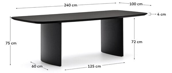 Kave Home Černý lakovaný jídelní stůl Litto 240 x 100 cm