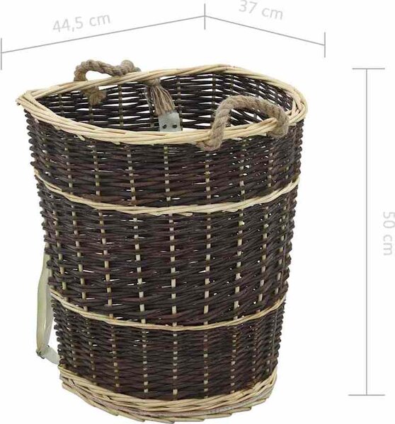 VidaXL Nůše na dřevo s popruhy přírodní vrba [286973] Velikost: 57 x 51 x 69 cm