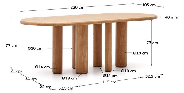 Dřevěný jídelní stůl Kave Home Mailen 220 x 105 cm