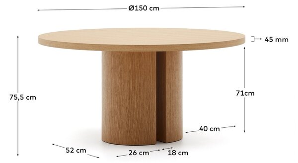 Dubový jídelní stůl Kave Home Nealy 150 cm