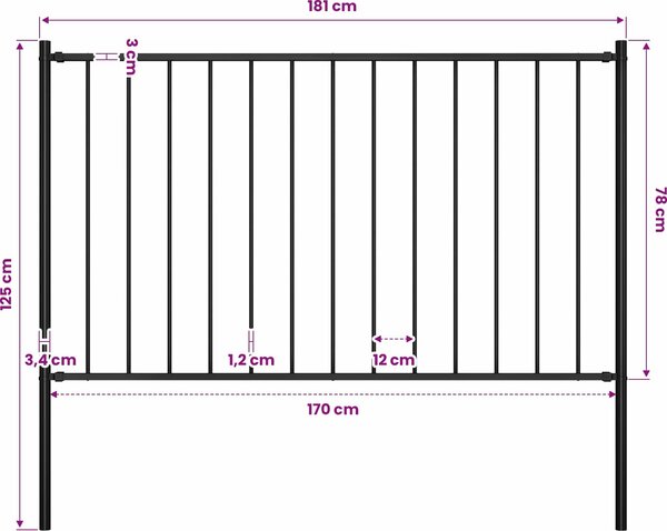 VidaXL Plotový panel Woerden se sloupky ocelový [145209] Barva: Bílá, Velikost: 1.7 x 0.75 m