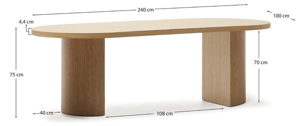 Dubový jídelní stůl Kave Home Nealy 240 x 100 cm
