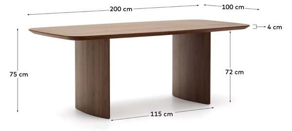 Kave Home Ořechový jídelní stůl Litto 200 x 100 cm