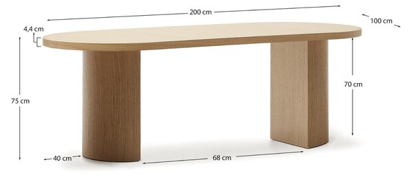 Dubový jídelní stůl Kave Home Nealy 200 x 100 cm