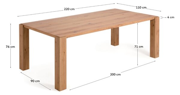 Dubový jídelní stůl Kave Home Deyanira 220 x 110 cm