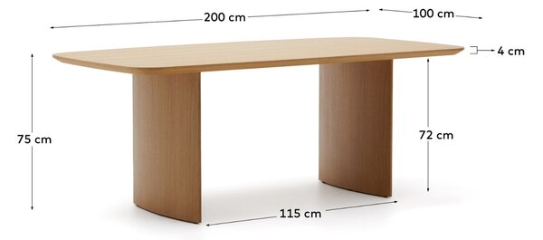 Kave Home Dubový jídelní stůl Litto 200 x 100 cm