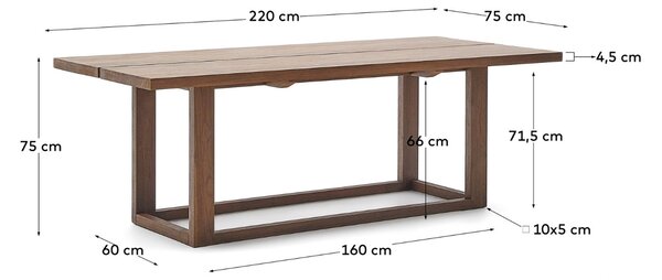 Hnědý teakový jídelní stůl Kave Home Sashi 220 x 100 cm