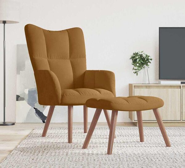 VidaXL Relaxační křeslo se stoličkou krémově samet [328063] Barva: Černá