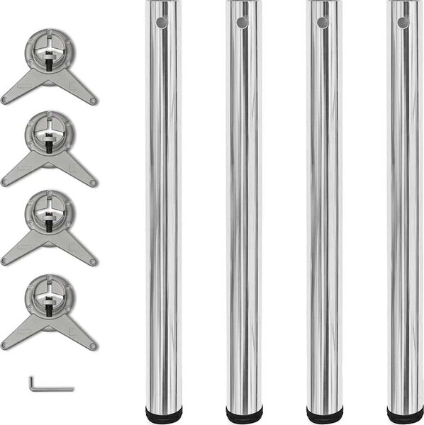 VidaXL 4 stolové nohy s nastavitelnou výškou , [242141] Barva: Černá, Velikost: 870 mm