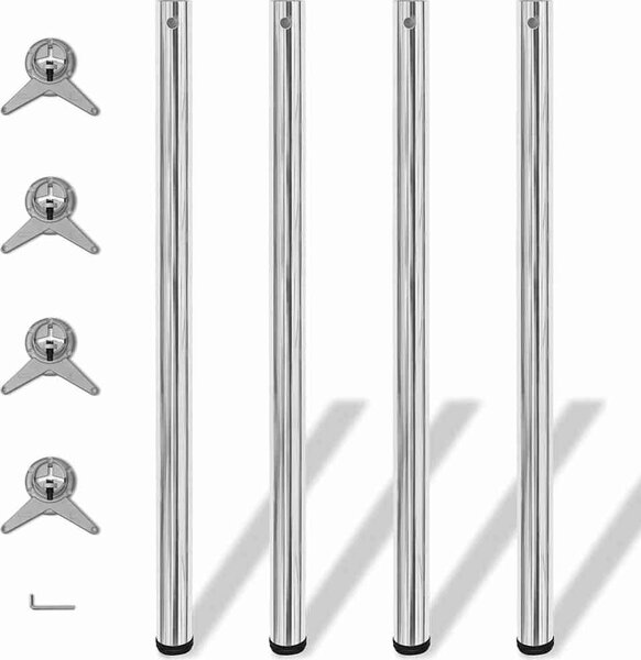 VidaXL 4 stolové nohy s nastavitelnou výškou , [242141] Barva: Černá, Velikost: 870 mm