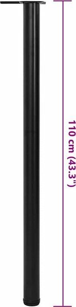 VidaXL 4 stolové nohy s nastavitelnou výškou , [242141] Barva: Černá, Velikost: 870 mm