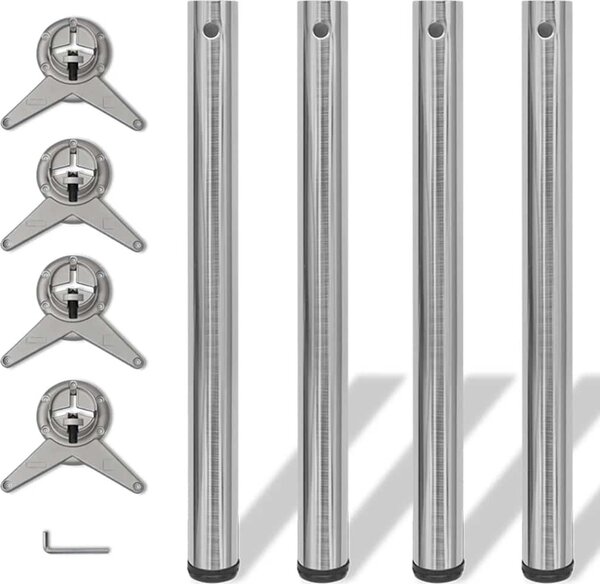 VidaXL 4 stolové nohy s nastavitelnou výškou , [242141] Barva: Černá, Velikost: 870 mm