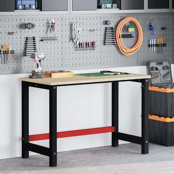 VidaXL Kovový rám pracovního stolu černá a červená, s 1 tyčí [151450] Velikost: 80 x 57 x 79 cm