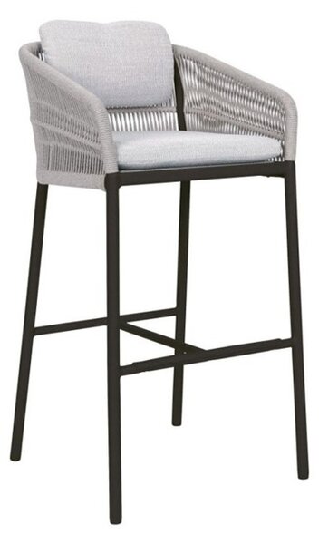 Stern Barové křeslo Jella, Stern, rám lakovaný hliník antracit mat, výplet lanko Stone, venkovní látka Pearl Grey