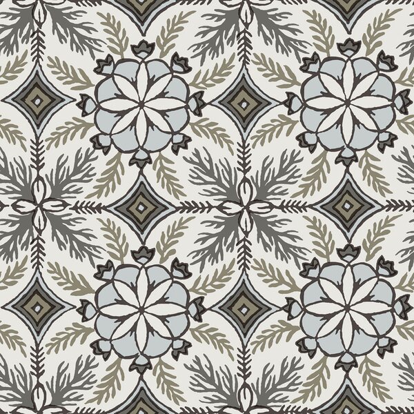 Vliesová tapeta na zeď, krémová, modrá, květinové ornamenty, AN28240, Antibes, Decoprint