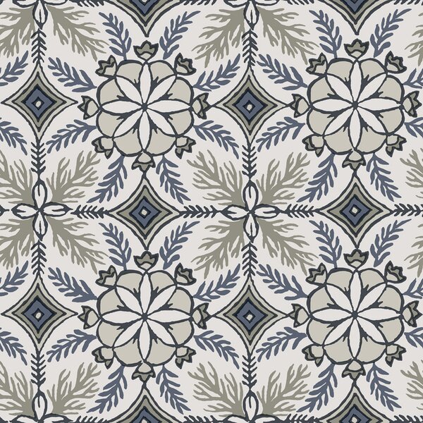 Vliesová tapeta na zeď, šedá, petrolejová, květinové ornamenty, AN28242, Antibes, Decoprint