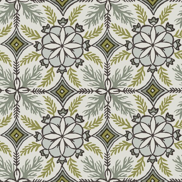 Vliesová tapeta na zeď, bílá, zelená, květinové ornamenty, AN28241, Antibes, Decoprint