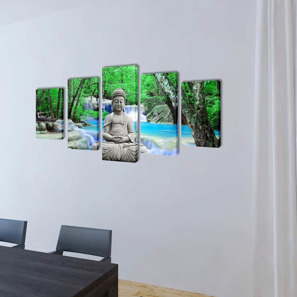 VidaXL Sada obrazů, tisk na plátně, Buddha, [241589] Velikost: 200 x 100 cm