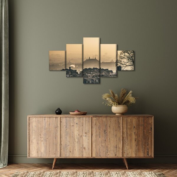 Obraz - Město pod mlhou (125x70 cm)