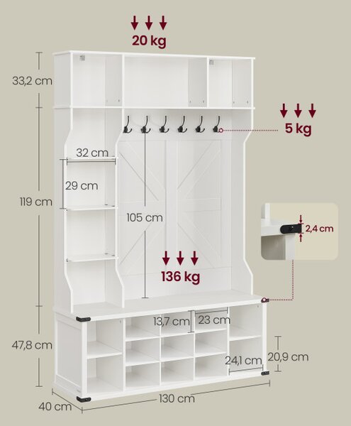 Věšákový stojan s botníkem HSR440W03