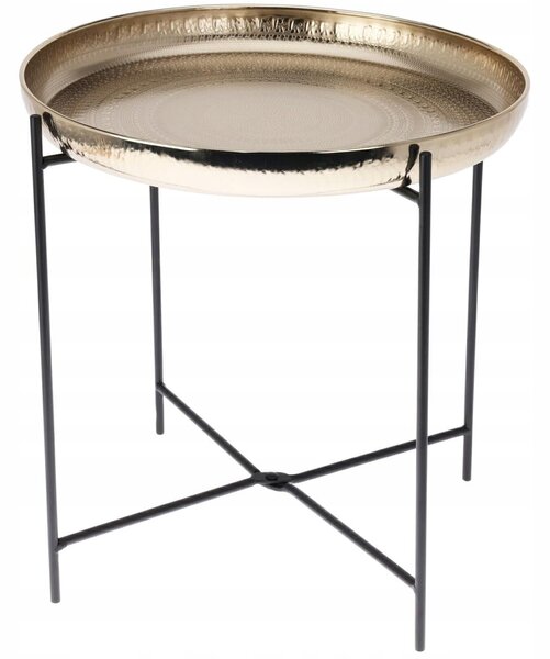 Konferenční stolek Home Styling Collection kulatý 35 x 35 x 36 cm černý, zlatý