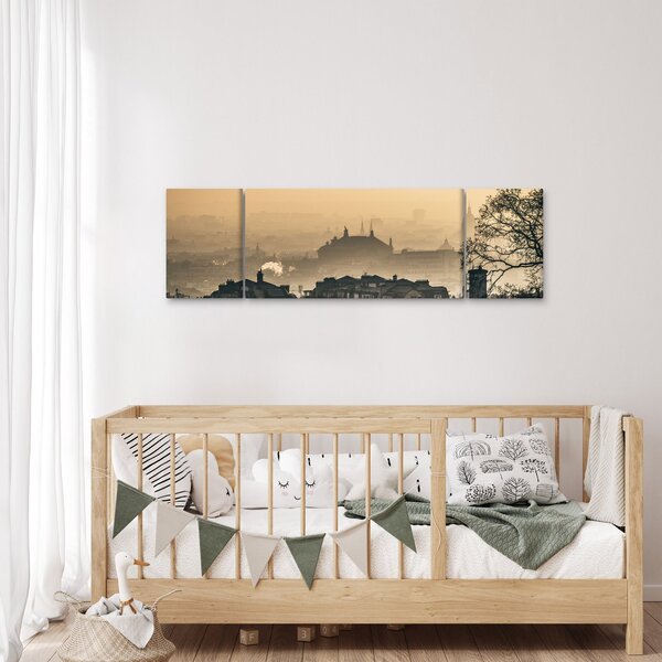 Obraz - Město pod mlhou (170x50 cm)