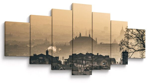 Obraz - Město pod mlhou (210x100 cm)