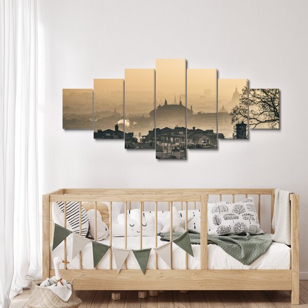 Obraz - Město pod mlhou (210x100 cm)