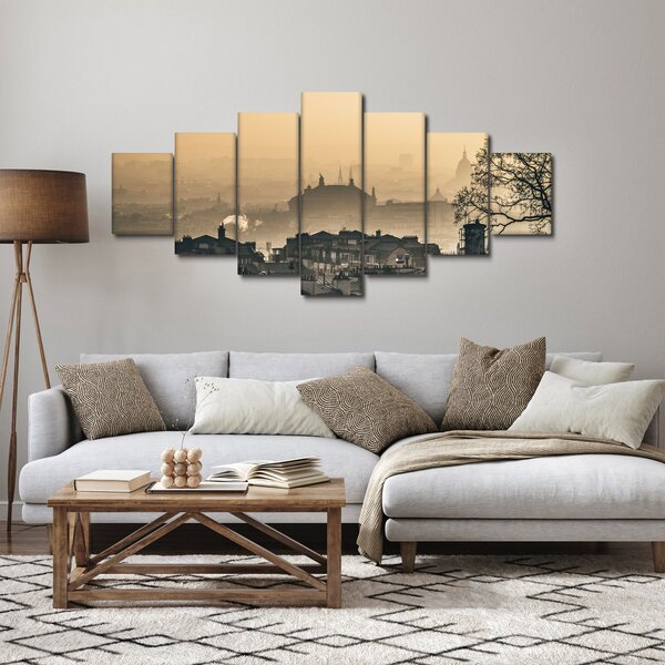 Obraz - Město pod mlhou (210x100 cm)