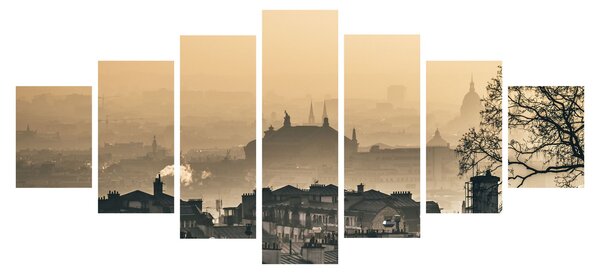 Obraz - Město pod mlhou (210x100 cm)