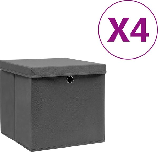 VidaXL Úložné boxy 4 ks netkaná textilie 28 x 28 x 28 cm [325188] Barva: krémová s víky