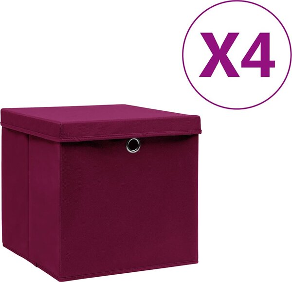 VidaXL Úložné boxy 4 ks netkaná textilie 28 x 28 x 28 cm [325188] Barva: krémová s víky