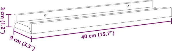 VidaXL Poličky na zarámované obrázky 2 ks MDF [323934] Barva: Černá, Velikost: 80 x 9 x 3 cm