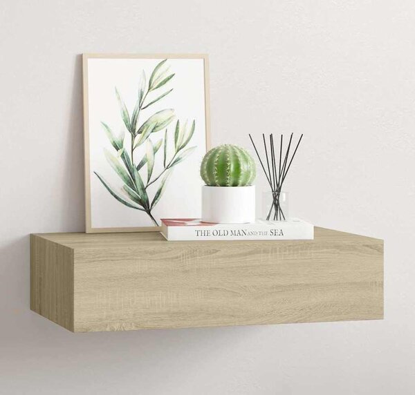 VidaXL Nástěnná police se zásuvkou MDF [330259] Barva: Černá, Velikost: 40 x 23.5 x 10 cm