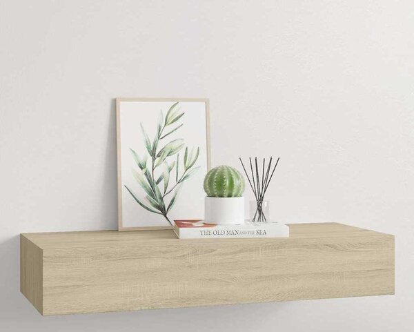 VidaXL Nástěnná police se zásuvkou MDF [330259] Barva: Černá, Velikost: 40 x 23.5 x 10 cm