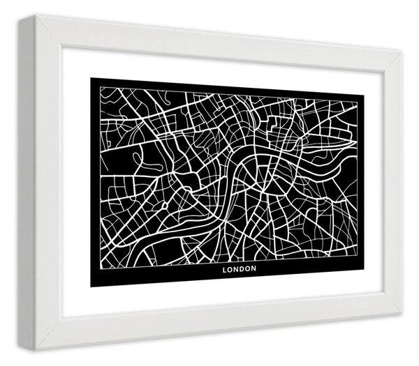 Plakát City plan London Barva rámu: Bílá, Rozměry: 100 x 70 cm