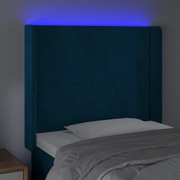 VidaXL Čelo postele s LED samet [3123814] Barva: Tmavě šedá, Velikost: 163 x 16 x 78/88 cm