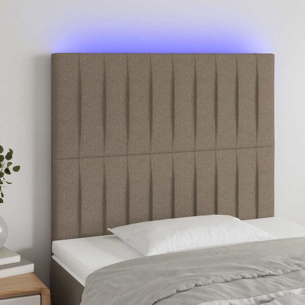 VidaXL Čelo postele s LED textil [3122653] Barva: taupe, Velikost: 180 x 5 x 78/88 cm