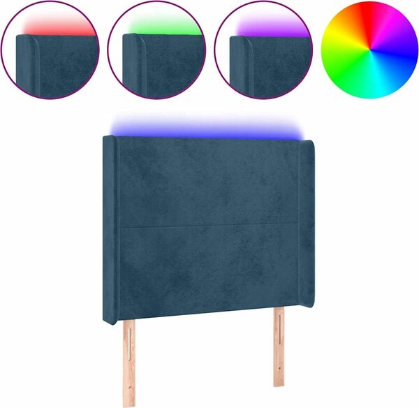 VidaXL Čelo postele s LED samet [3123814] Barva: Tmavě šedá, Velikost: 163 x 16 x 78/88 cm