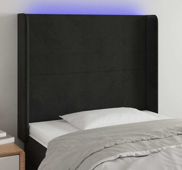 VidaXL Čelo postele s LED samet [3123814] Barva: Tmavě šedá, Velikost: 163 x 16 x 78/88 cm