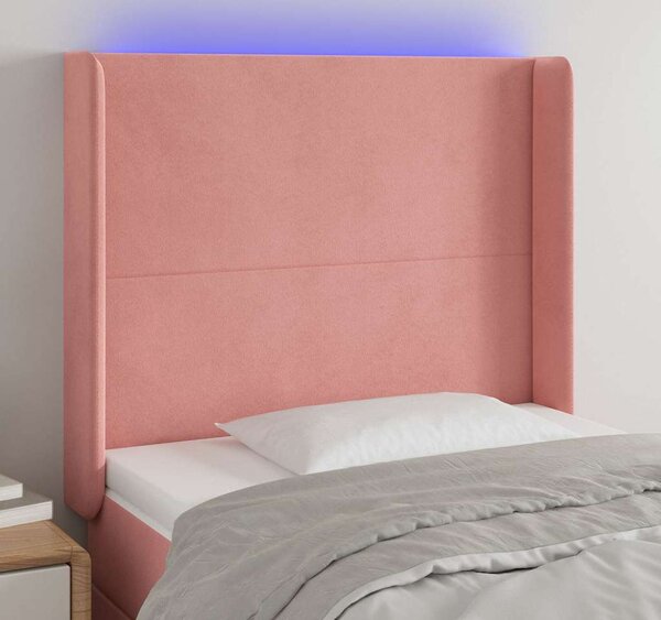 VidaXL Čelo postele s LED samet [3123814] Barva: Tmavě šedá, Velikost: 163 x 16 x 78/88 cm