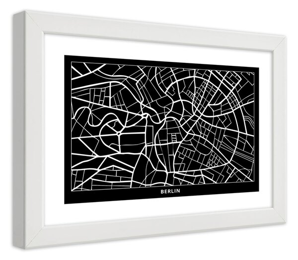 Plakát Plán města Berlín Barva rámu: Bílá, Rozměry: 100 x 70 cm
