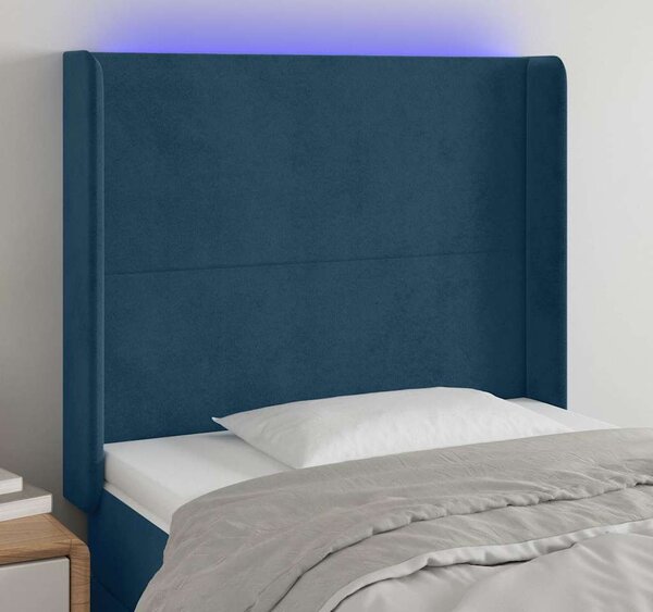 VidaXL Čelo postele s LED samet [3123814] Barva: Tmavě šedá, Velikost: 163 x 16 x 78/88 cm
