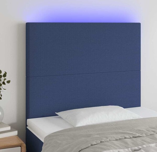 VidaXL Čelo postele s LED textil [3122141] Barva: Modrá, Velikost: 200 x 5 x 78/88 cm