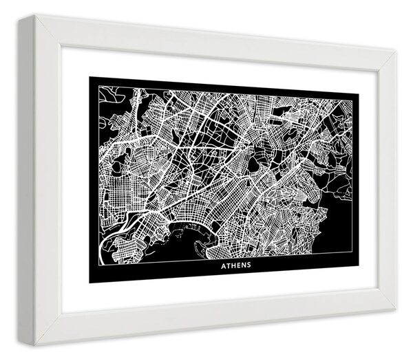 Plakát Plán města Atény Barva rámu: Bílá, Rozměry: 100 x 70 cm