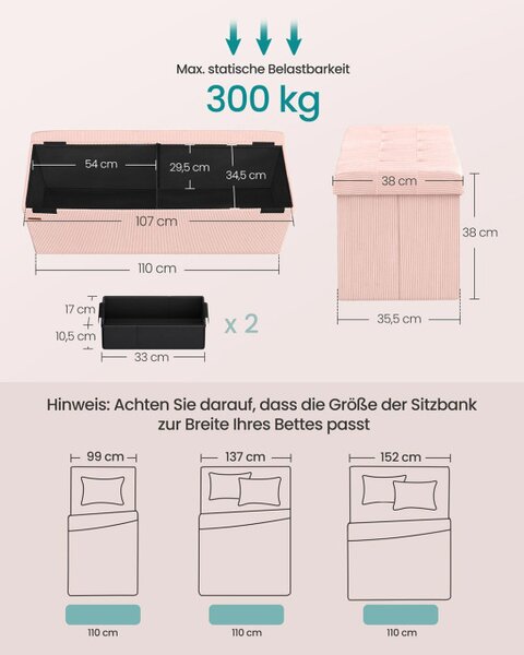 Lavička s víkem LSF604R01 růžová