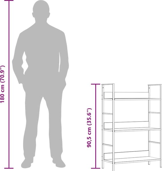 VidaXL Knihovna se 3 policemi 60x27,6x90,5 cm kompozitní dřevo [288220] Barva: Dub a bílá