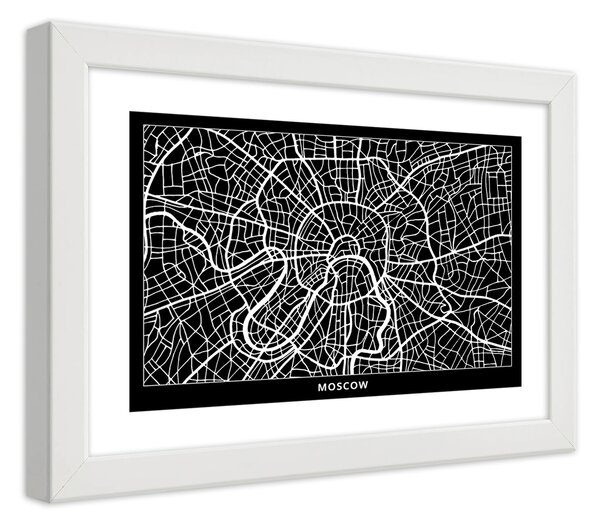 Plakát Plán města Moskva Barva rámu: Bílá, Rozměry: 100 x 70 cm