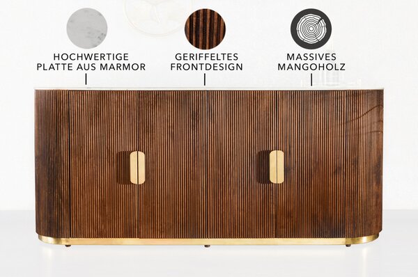 Massive home | Komoda Gatsby 180cm mramor/masiv mango 43617